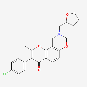 molecular formula C23H22ClNO4 B2795171 3-(4-氯苯基)-2-甲基-9-((环氧丁烷-2-基)甲基)-9,10-二氢咯并[8,7-e][1,3]噁嗪-4(8H)-酮 CAS No. 929440-51-7