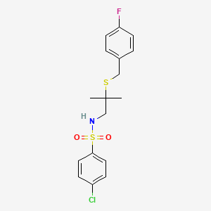 molecular formula C17H19ClFNO2S2 B2795175 4-chloro-N-{2-[(4-fluorobenzyl)sulfanyl]-2-methylpropyl}benzenesulfonamide CAS No. 339104-53-9