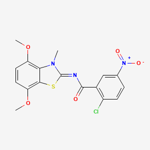 2-chloro-N-(4,7-dimethoxy-3-methyl-1,3-benzothiazol-2-ylidene)-5-nitrobenzamide