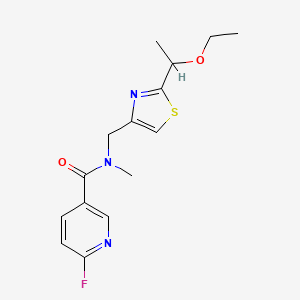 molecular formula C15H18FN3O2S B2795190 N-[[2-(1-Ethoxyethyl)-1,3-thiazol-4-yl]methyl]-6-fluoro-N-methylpyridine-3-carboxamide CAS No. 1436172-49-4