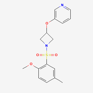 molecular formula C16H18N2O4S B2795191 3-((1-((2-甲氧基-5-甲基苯基)磺酰)氮杂环丁烷-3-基)氧基)吡啶 CAS No. 1903200-18-9