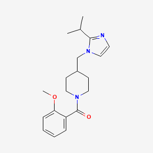 molecular formula C20H27N3O2 B2795193 (4-((2-isopropyl-1H-imidazol-1-yl)methyl)piperidin-1-yl)(2-methoxyphenyl)methanone CAS No. 1286697-52-6