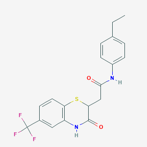 molecular formula C19H17F3N2O2S B2795204 N-(4-ethylphenyl)-2-[3-oxo-6-(trifluoromethyl)-3,4-dihydro-2H-1,4-benzothiazin-2-yl]acetamide CAS No. 831178-25-7