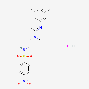 molecular formula C19H25IN4O4S B2795213 N'-(3,5-dimethylphenyl)-N-methyl-N-(2-{[(4-nitrophenyl)sulfonyl]amino}ethyl)ethanimidamide CAS No. 1052545-90-0