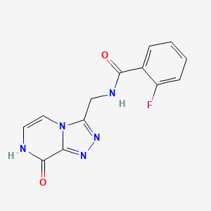 molecular formula C13H10FN5O2 B2795215 2-fluoro-N-((8-hydroxy-[1,2,4]triazolo[4,3-a]pyrazin-3-yl)methyl)benzamide CAS No. 2034324-57-5