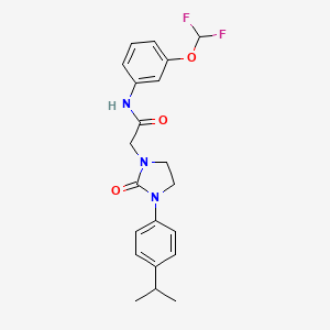molecular formula C21H23F2N3O3 B2795241 N-(3-(二氟甲氧基)苯基)-2-(3-(4-异丙基苯基)-2-氧代咪唑啉-1-基)乙酰胺 CAS No. 1286697-83-3