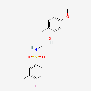 molecular formula C18H22FNO4S B2795249 4-氟-N-(2-羟基-3-(4-甲氧基苯基)-2-甲基丙基)-3-甲基苯磺酰胺 CAS No. 1396847-30-5