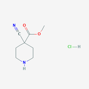 molecular formula C8H13ClN2O2 B2795250 Methyl 4-cyanopiperidine-4-carboxylate hydrochloride CAS No. 1205749-65-0