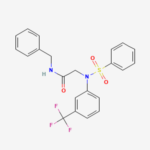 molecular formula C22H19F3N2O3S B2795266 N-benzyl-2-[(phenylsulfonyl)-3-(trifluoromethyl)anilino]acetamide CAS No. 337922-33-5