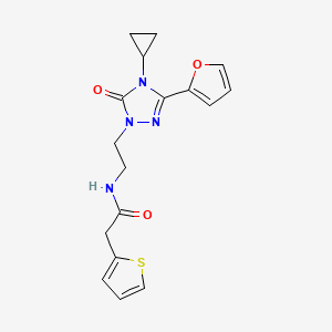 N-(2-(4-cyclopropyl-3-(furan-2-yl)-5-oxo-4,5-dihydro-1H-1,2,4-triazol-1-yl)ethyl)-2-(thiophen-2-yl)acetamide