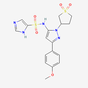 molecular formula C17H19N5O5S2 B2795294 N-(1-(1,1-dioxidotetrahydrothiophen-3-yl)-3-(4-methoxyphenyl)-1H-pyrazol-5-yl)-1H-imidazole-4-sulfonamide CAS No. 1172575-72-2
