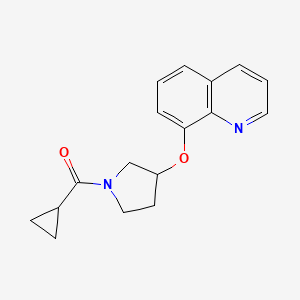 molecular formula C17H18N2O2 B2795298 Cyclopropyl(3-(quinolin-8-yloxy)pyrrolidin-1-yl)methanone CAS No. 1903171-24-3