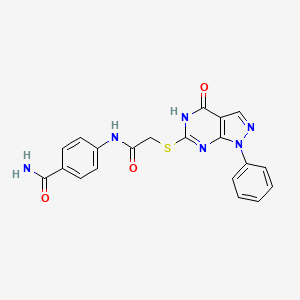 4-({[(4-oxo-1-phenyl-4,5-dihydro-1H-pyrazolo[3,4-d]pyrimidin-6-yl)thio]acetyl}amino)benzamide