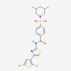molecular formula C21H21Cl2N3O3S3 B2795301 N-(4-(2,5-dichlorothiophen-3-yl)thiazol-2-yl)-4-((3,5-dimethylpiperidin-1-yl)sulfonyl)benzamide CAS No. 361479-42-7
