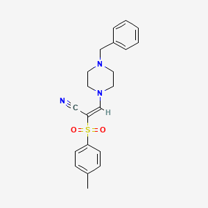 molecular formula C21H23N3O2S B2795302 (E)-3-(4-benzylpiperazin-1-yl)-2-tosylacrylonitrile CAS No. 885186-63-0