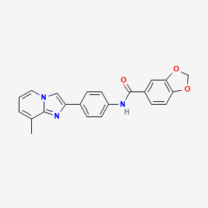 molecular formula C22H17N3O3 B2795310 N-(4-(8-甲基咪唑并[1,2-a]吡啶-2-基)苯基)苯并[d][1,3]二噁烷-5-甲酰胺 CAS No. 887198-42-7