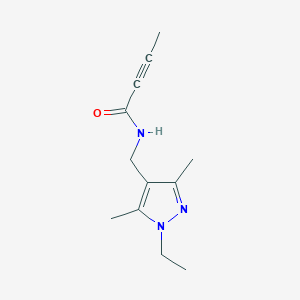 molecular formula C12H17N3O B2795312 N-[(1-Ethyl-3,5-dimethylpyrazol-4-yl)methyl]but-2-ynamide CAS No. 2286537-52-6