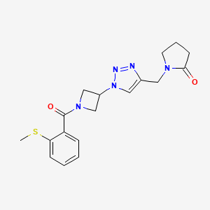 molecular formula C18H21N5O2S B2795313 1-((1-(1-(2-(methylthio)benzoyl)azetidin-3-yl)-1H-1,2,3-triazol-4-yl)methyl)pyrrolidin-2-one CAS No. 2034341-94-9