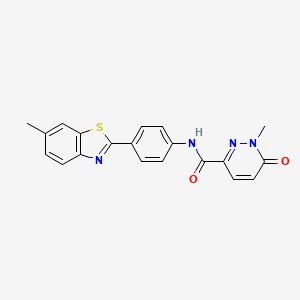 molecular formula C20H16N4O2S B2795326 1-methyl-N-[4-(6-methyl-1,3-benzothiazol-2-yl)phenyl]-6-oxopyridazine-3-carboxamide CAS No. 762255-70-9