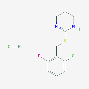 molecular formula C11H13Cl2FN2S B2795329 2-((2-氯-6-氟苄基)硫)-1,4,5,6-四氢嘧啶盐酸盐 CAS No. 2320923-87-1