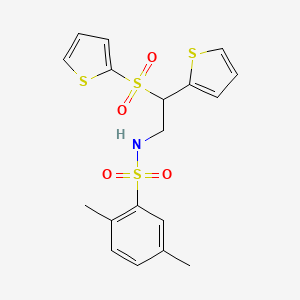 molecular formula C18H19NO4S4 B2795338 2,5-dimethyl-N-[2-(2-thienyl)-2-(2-thienylsulfonyl)ethyl]benzenesulfonamide CAS No. 896349-16-9