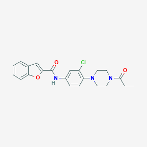 molecular formula C22H22ClN3O3 B279534 N-[3-chloro-4-(4-propionyl-1-piperazinyl)phenyl]-1-benzofuran-2-carboxamide 