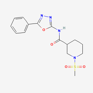 molecular formula C15H18N4O4S B2795342 1-(甲磺酰基)-N-(5-苯基-1,3,4-噁二唑-2-基)哌啶-3-甲酰胺 CAS No. 1060167-55-6