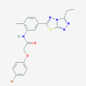 molecular formula C20H18BrN5O2S B279535 2-(4-bromophenoxy)-N-[5-(3-ethyl[1,2,4]triazolo[3,4-b][1,3,4]thiadiazol-6-yl)-2-methylphenyl]acetamide 