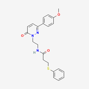 molecular formula C22H23N3O3S B2795353 N-(2-(3-(4-methoxyphenyl)-6-oxopyridazin-1(6H)-yl)ethyl)-3-(phenylthio)propanamide CAS No. 921803-79-4
