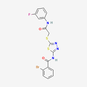 molecular formula C17H12BrFN4O2S2 B2795364 2-bromo-N-(5-((2-((3-fluorophenyl)amino)-2-oxoethyl)thio)-1,3,4-thiadiazol-2-yl)benzamide CAS No. 868976-66-3
