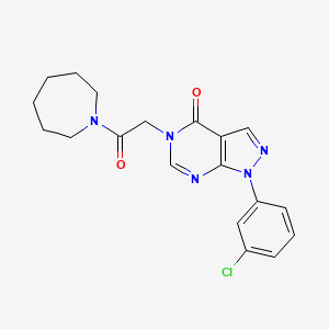 molecular formula C19H20ClN5O2 B2795375 5-[2-(Azepan-1-yl)-2-oxoethyl]-1-(3-chlorophenyl)pyrazolo[3,4-d]pyrimidin-4-one CAS No. 887457-25-2