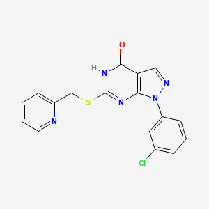 molecular formula C17H12ClN5OS B2795383 1-(3-chlorophenyl)-6-((pyridin-2-ylmethyl)thio)-1H-pyrazolo[3,4-d]pyrimidin-4-ol CAS No. 922556-28-3