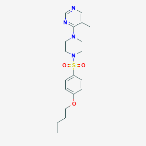 molecular formula C19H26N4O3S B2795385 4-(4-((4-Butoxyphenyl)sulfonyl)piperazin-1-yl)-5-methylpyrimidine CAS No. 1448135-02-1