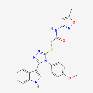 molecular formula C23H20N6O3S B2795394 2-((5-(1H-indol-3-yl)-4-(4-methoxyphenyl)-4H-1,2,4-triazol-3-yl)thio)-N-(5-methylisoxazol-3-yl)acetamide CAS No. 852167-28-3