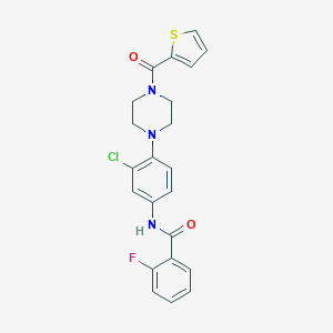 molecular formula C22H19ClFN3O2S B279540 N-{3-chloro-4-[4-(2-thienylcarbonyl)-1-piperazinyl]phenyl}-2-fluorobenzamide 