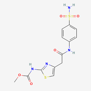molecular formula C13H14N4O5S2 B2795401 Methyl (4-(2-oxo-2-((4-sulfamoylphenyl)amino)ethyl)thiazol-2-yl)carbamate CAS No. 952986-59-3