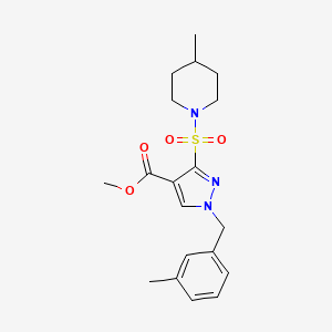 molecular formula C19H25N3O4S B2795405 methyl 1-(3-methylbenzyl)-3-((4-methylpiperidin-1-yl)sulfonyl)-1H-pyrazole-4-carboxylate CAS No. 1251618-48-0