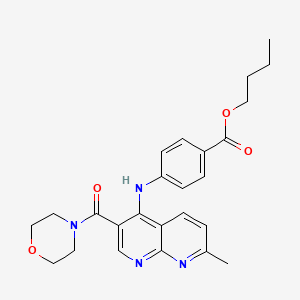 molecular formula C25H28N4O4 B2795406 Butyl 4-((7-methyl-3-(morpholine-4-carbonyl)-1,8-naphthyridin-4-yl)amino)benzoate CAS No. 1251570-43-0