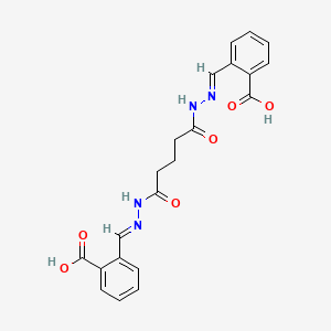 molecular formula C21H20N4O6 B2795410 2-[[[5-[2-[(2-Carboxyphenyl)methylidene]hydrazinyl]-5-oxopentanoyl]hydrazinylidene]methyl]benzoic acid CAS No. 784164-52-9