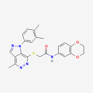molecular formula C24H23N5O3S B2795416 N-(2,3-二氢苯并[b][1,4]二氧杂环己烷-6-基)-2-((1-(3,4-二甲基苯基)-4-甲基-1H-吡唑并[3,4-d]嘧啶-7-基)硫基)乙酰胺 CAS No. 1203197-09-4
