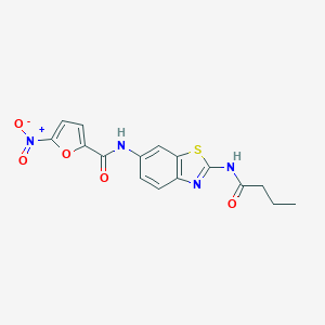 molecular formula C16H14N4O5S B279544 N-[2-(butanoylamino)-1,3-benzothiazol-6-yl]-5-nitrofuran-2-carboxamide 
