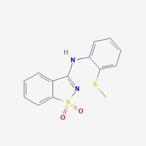 molecular formula C14H12N2O2S2 B279545 N-[2-(methylthio)phenyl]-1,2-benzisothiazol-3-amine 1,1-dioxide 
