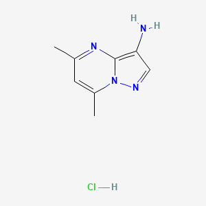 molecular formula C8H11ClN4 B2795451 5,7-Dimethylpyrazolo[1,5-a]pyrimidin-3-amine hydrochloride CAS No. 232600-79-2