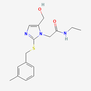 molecular formula C16H21N3O2S B2795466 N-ethyl-2-(5-(hydroxymethyl)-2-((3-methylbenzyl)thio)-1H-imidazol-1-yl)acetamide CAS No. 923163-55-7
