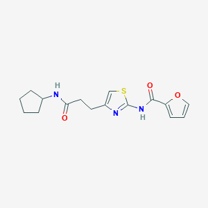 molecular formula C16H19N3O3S B2795482 N-(4-(3-(cyclopentylamino)-3-oxopropyl)thiazol-2-yl)furan-2-carboxamide CAS No. 1021256-26-7