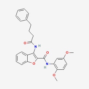 molecular formula C27H26N2O5 B2795485 N-(2,5-dimethoxyphenyl)-3-(4-phenylbutanamido)benzofuran-2-carboxamide CAS No. 888468-17-5