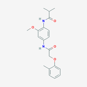 molecular formula C20H24N2O4 B279549 N-(2-methoxy-4-{[(2-methylphenoxy)acetyl]amino}phenyl)-2-methylpropanamide 
