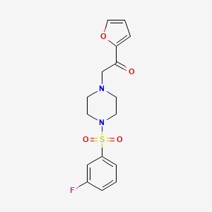 molecular formula C16H17FN2O4S B2795496 2-(4-((3-Fluorophenyl)sulfonyl)piperazin-1-yl)-1-(furan-2-yl)ethanone CAS No. 1171652-86-0
