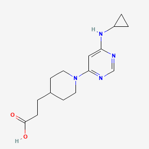 molecular formula C15H22N4O2 B2795499 3-{1-[6-(Cyclopropylamino)-4-pyrimidinyl]-4-piperidyl}propanoic acid CAS No. 1706462-44-3