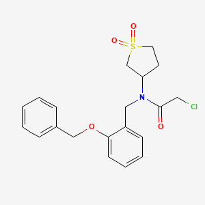 molecular formula C20H22ClNO4S B2795505 2-Chloro-N-(1,1-dioxothiolan-3-yl)-N-[(2-phenylmethoxyphenyl)methyl]acetamide CAS No. 2188403-83-8